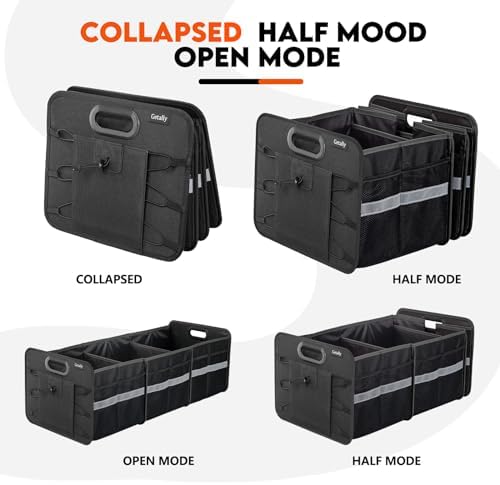 Trunk Organizer for Car， Collapsible Trunk Organizer with Multi Pockets, 3 Compartments Storage Organizer for Car SUV, Truck, Sedan