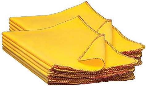 (60235) 13" x 24" 100% Cotton Fully Hemmed Yellow Flannel Dust Cloths, Pack of 12, Won't Scratch Fine surfaces, Great for Automotive, Polishing, Cleaning, Machine Washable