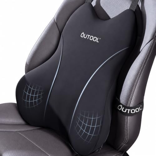 Patented Lumbar Support Pillow for Car, Truck Accessories Travel Essentials, Memory Foam Back Cushion for Driving Seat, Back Pain Relief,Washable Cover, Lower Back Support Fits Most Cars(Black)