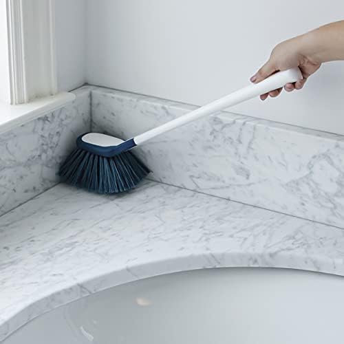 EZ Reach Shower Tub and Tile Scrub Brush, Crevice Bathroom Cleaning Supplies, Non-Scratch Scrubber Tool for Showers, Fixtures, Bathtubs, Drains, Grout, and Marble