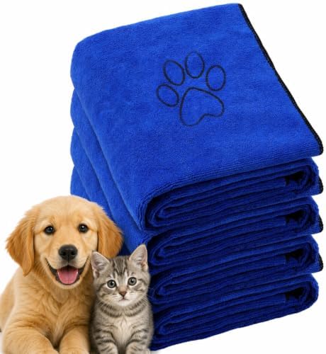 4 Pcs Dog Towels for Drying, 30 x 50 Inch, Blue