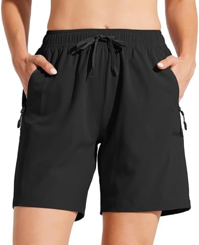 Women's 5''/ 7'' Hiking Cargo Shorts Lightweight Quick Dry Golf Athletic Summer Casual Shorts Zipper Pockets