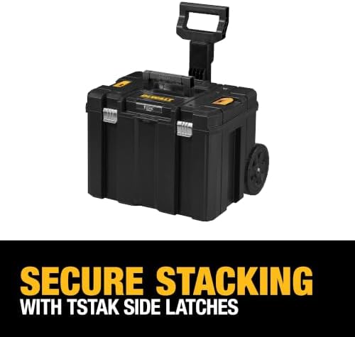 DEWALT Tool Box with Wheels Modular, Large Rolling Tool Box With Telescopic Handle, Portable Carrier Deep Stackable TSTAK Storage (DWST17820)