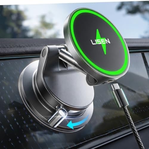 15W Magsafe Car Mount Charger for iPhone 18 Pro Max, Magnetic Wireless Car Charger, Suction Phone Mount, Vacuum Magnetic Phone Holder for Carfor iPhone 18 Pro Max 17 16 15 14 13 12 Samsung Pixel