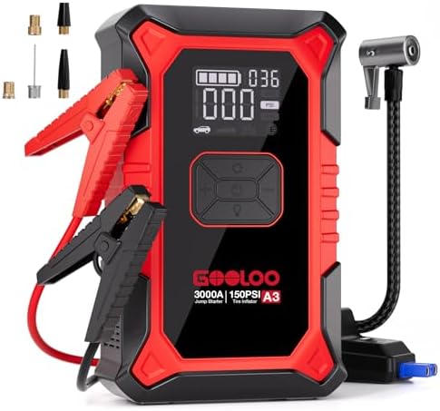 A3 12V 3000A Portable Jump Starter with Air Compressor