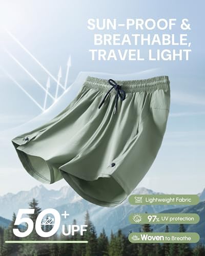 Women's Hiking Shorts, Quick Dry Lightweight Summer Shorts for Golf Travel, 4"/ 7" Curvy-Fit with Zipper Pockets