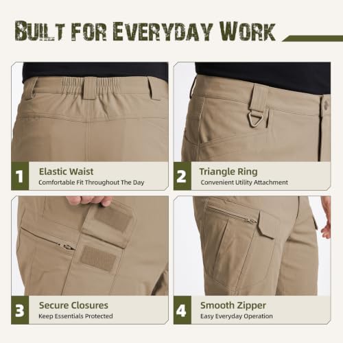 Men's Tactical Cargo Work Pants Stretch Fishing Pants Water Resistant