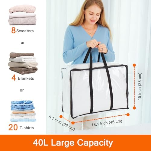 3 Pack Clear Storage Bags for Clothes Blanket Comforter & Bedding