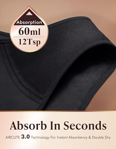 Washable Urine Absorbency Incontinence Underwear for Women Bladder Leak Proof Cotton Panties 60ML 5 Pack(Tricolor, Medium)