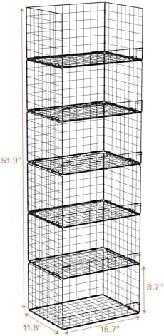 6-Tier Stackable Closet Organizers and Storage Shelves, Closet Shelf Organizer Basket Bins, Foldable Sweater Storage for Clothes Organizer System, Black（Patent No. 30022416）