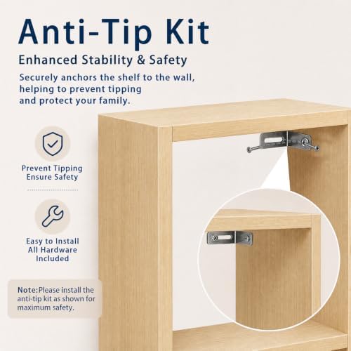 Bookshelf, 8 Cube Storage Organizer, Reversible Bookcase, Oak