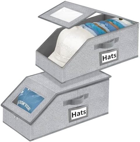 Stackable Hat Storage for Baseball Caps - Hat Organizer with Clear Window