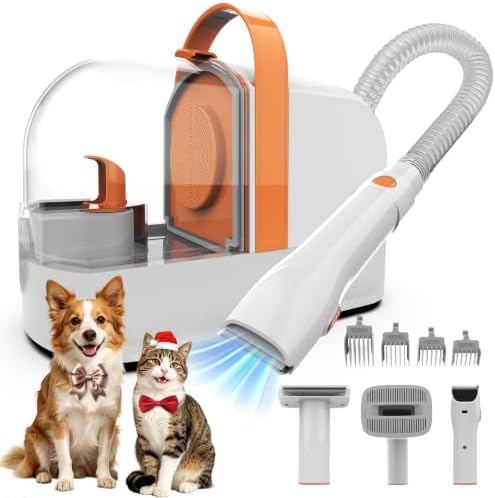 PG10 Dog Grooming Vacuum Kit, Pet Hair Clipper & Shedding Brush