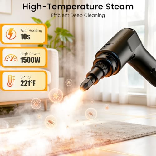 Steam Cleaner, 1600ML Handheld Steamer for Home Car Cleaning