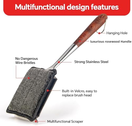 Grill Brush Bristle Free – Steam Cleans Burnt Grease Fast