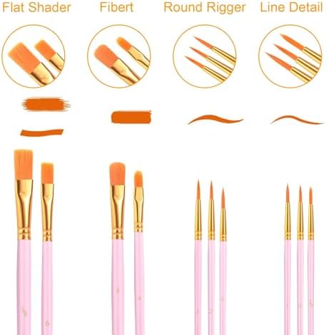 Painting Brushes Set, 10 Packs /100 Pieces, Nylon Brush Head
