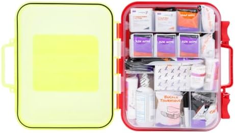 Lightning X Large 364pc OSHA ANSI Class B+ First Aid Kit, High Vis Fluorescent Hard Case, Dual-Layer Organized Emergency Medical Kit for Office, Jobsite & Home