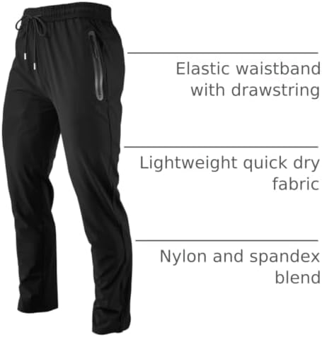 Mens Hiking Pants Joggers Lightweight Breathable Quick Dry Outdoor Fishing Athletic Work Pants with Zipper Pockets