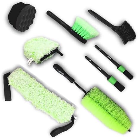 Car Wheel Detailing Kit - 8-Piece Brush Set for Rims & Tires