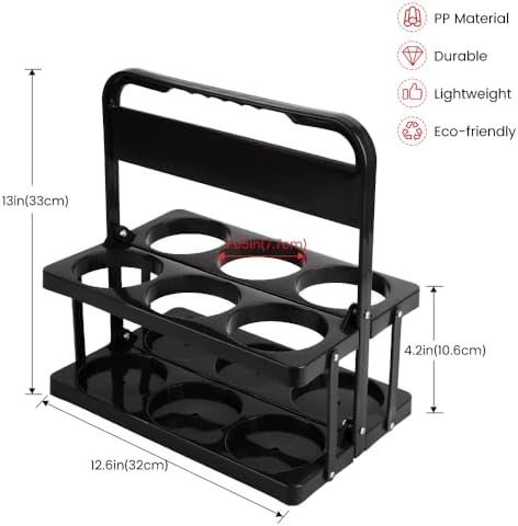 6 Cup Drink Carrier with Handle, Plastic Cup Carriers for Drinks