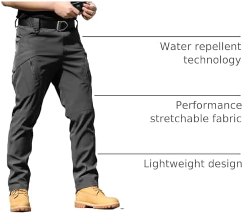 Men's Water Resistant Tactical Cargo Pants Multi-Pocket(No Belt)