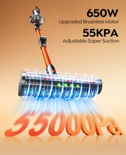 Cordless Vacuum Cleaner, 650W/55Kpa/70Mins Cordless Stick Vacuum Cleaners