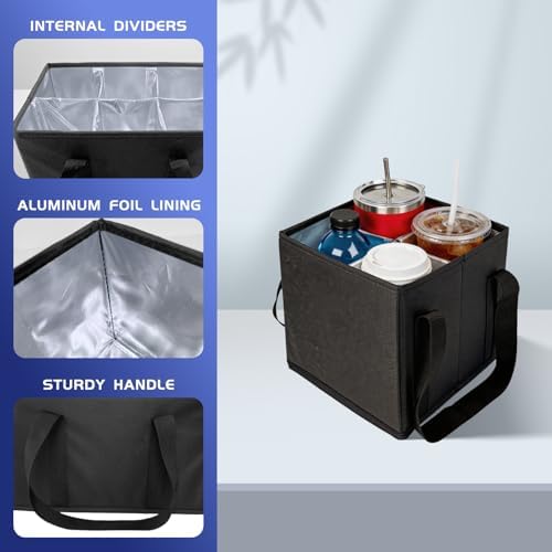Reusable Drink Carrier with Adjustable Dividers, 4 Cups