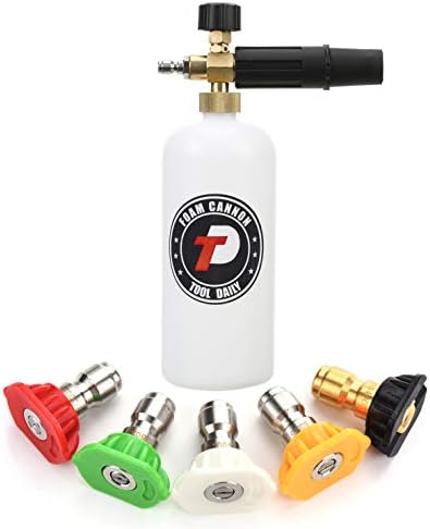 Foam Cannon with 1/4 Inch Quick Connector 1 Liter, 5 Nozzle Tips