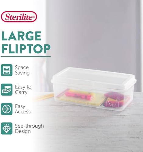 Rectangular Large FlipTop, Clear Plastic Storage Box, 6-Pack