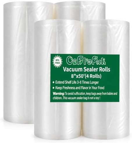 4Pack Vacuum Sealer Bags Rolls 8"x50' for Food Storage