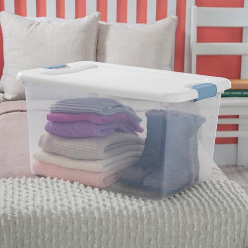Latching Box with Lids for Home and Office, 64 Quart, 4-Pack