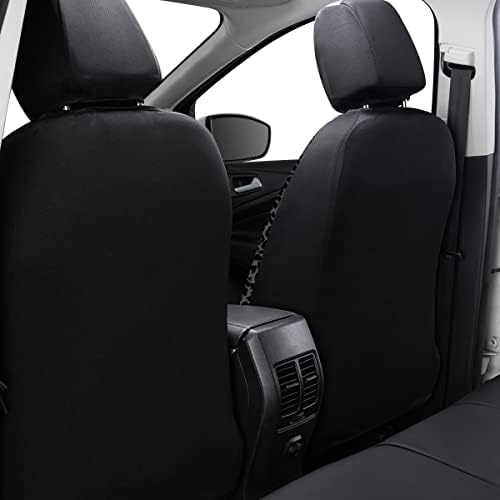Carbon Fiber Leather Vehicle Seat Covers, Leopard Gray Black, Universal Fit - 8PCS