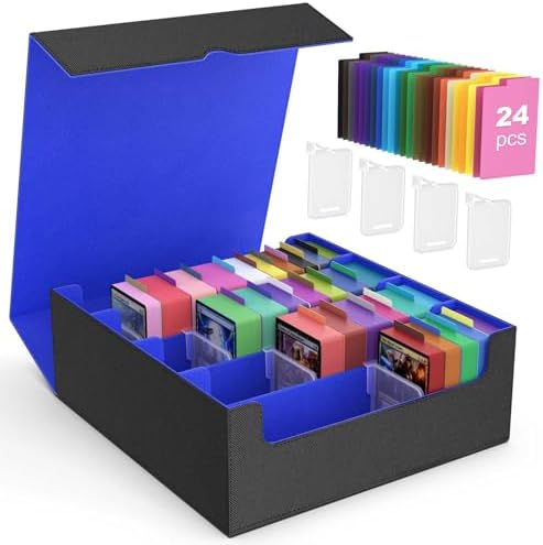 Trading Card Storage Box for MTG, 3000+ Card Organizer, Black Blue