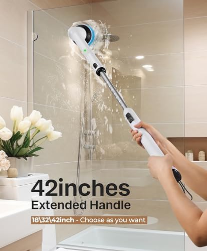 Electric Cleaning Brush, New Full-Body IPX7 Waterproof & 42inch Long Handle
