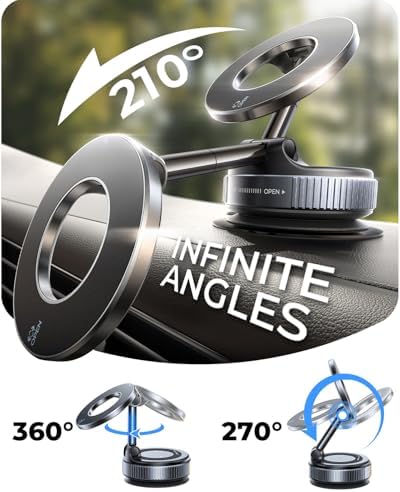 2026 Upgraded for MagSafe Vacuum Car Phone Mount, 360° Adjustable