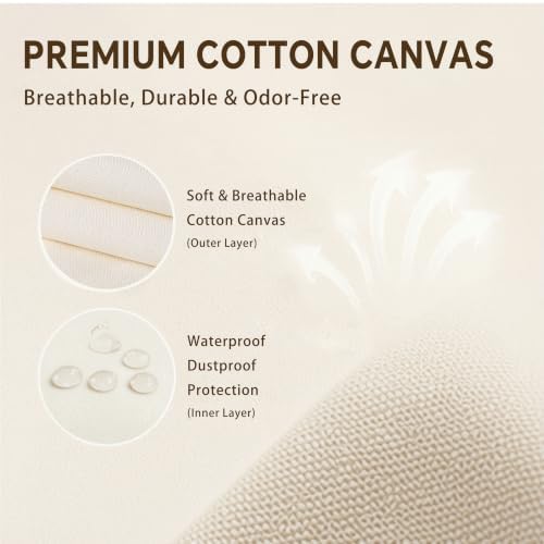 3Pack Canvas Storage Bags for Clothes & Comforters with Clear Window, Beige