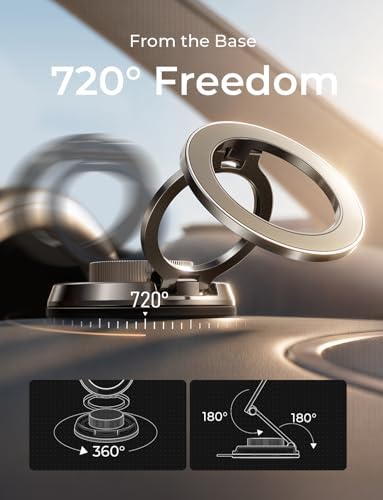 Suction Phone Mount for Vacuum for iPhone 18 Pro Max Car Mount Holder [All-Metal & Nano Gel 98+LBS Suction], 360 Adjustable Magnetic Phone Holder for Car Magsafe Car Mount for iPhone 18 17 16