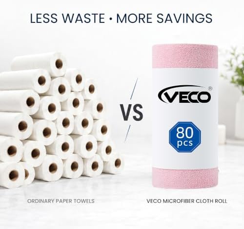 Microfiber Cleaning Cloth Roll 80 PCS, 12" x 12"