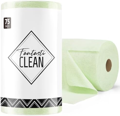 Microfiber Cleaning Cloth Roll- 75 Sheets, 12" x 12" (Green)