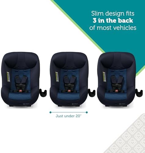 Smooth Ride Convertible Car Seat, 2-in-1 Rear & Forward Facing, 5-40 lbs, 30-50 lbs, Fits 3 Across, Slim Design, Latch, Machine-Washable, Travel-Ready, Crater Lake
