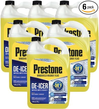 6 Pack Prestone Windshield Washer Fluid With De-Icer Good To -34* Fahrenheit 1 Gallon Jugs