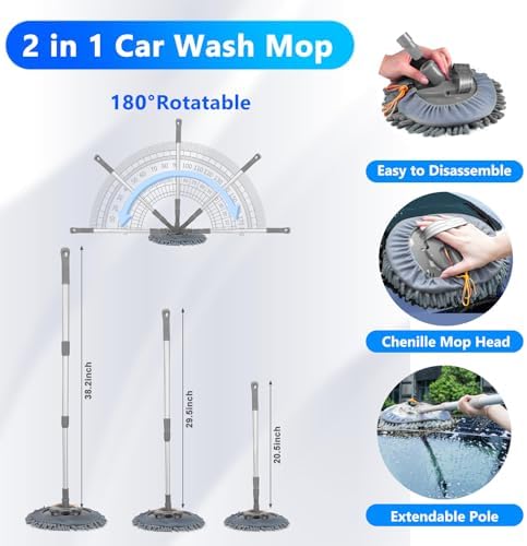 Car Detailing Kit with Foam Gun, Car Wash Mop for Deep Cleaning