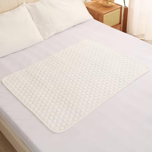Washable Underpads,Super Absorbent and Waterproof Bed Pds, Portable and Reusable Incontinence Pads for Toddler,Adults,Elderly and Pets (31" x 40" Pack of 2)(White)