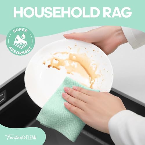 Microfiber Cleaning Cloth Roll, 60 Pack, 8" x 8", Mint Green