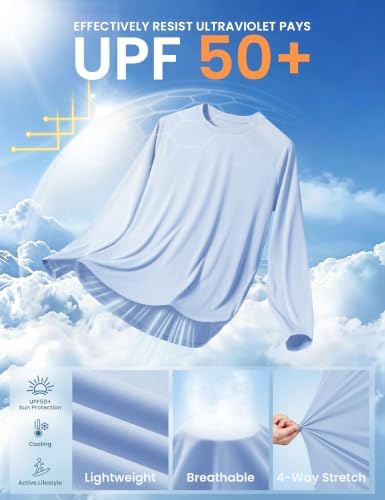 7 Pack Long Sleeve Shirts for Men Sun Protection Quick Dry