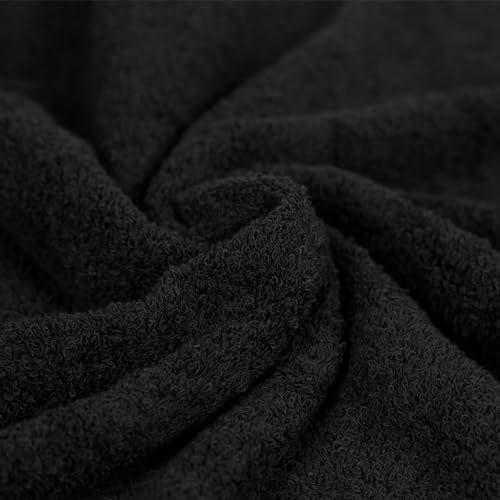 6-Piece Highly Absorbent Fade-Resistant Towel Set, 100% Cotton Towels for Bathroom, Soft, 2 Bath Towels, 2 Hand Towels, 2 Washcloths, Black