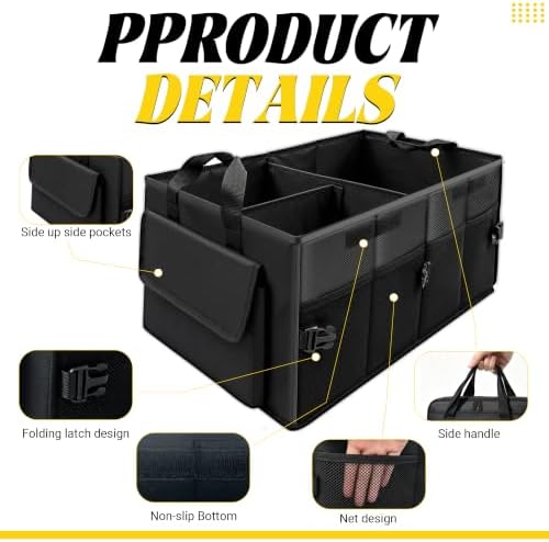65L Trunk Organizer, Large Foldable Car Organizer for SUV, Jeep, Sedan