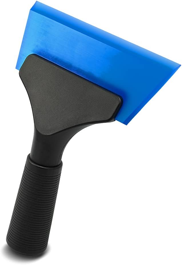 FOSHIO Small Squeegee with 5 Inch Dark Blue Rubber Blade Mini Wiper Window Tinting Tools for Mirror Glass Window Cleaner with Non-Slip Handle