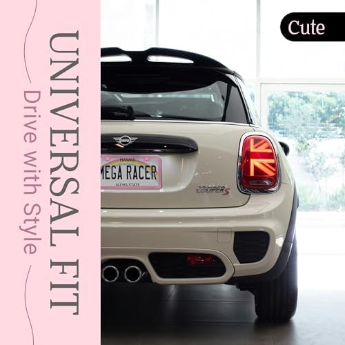 Premium Slim Princess Pink License Plate Frames, 2 Pack, Thin Edge, Metal