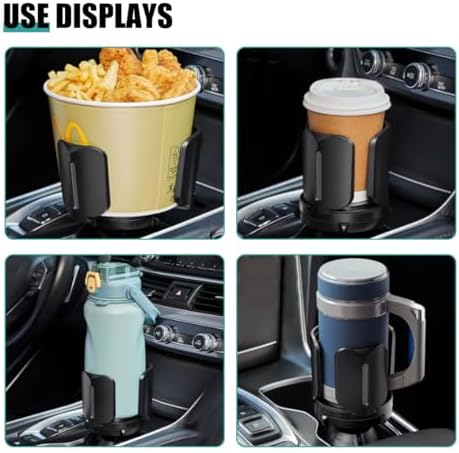 Car Cup Holder Expander, All Purpose Cup Holder Adapter with Adjustable Base, Auto Cup Organizer Expander Holder Compatible with 3.04" to 5.25" Bottles, Mugs, Drinks, Foods (2 PCS)